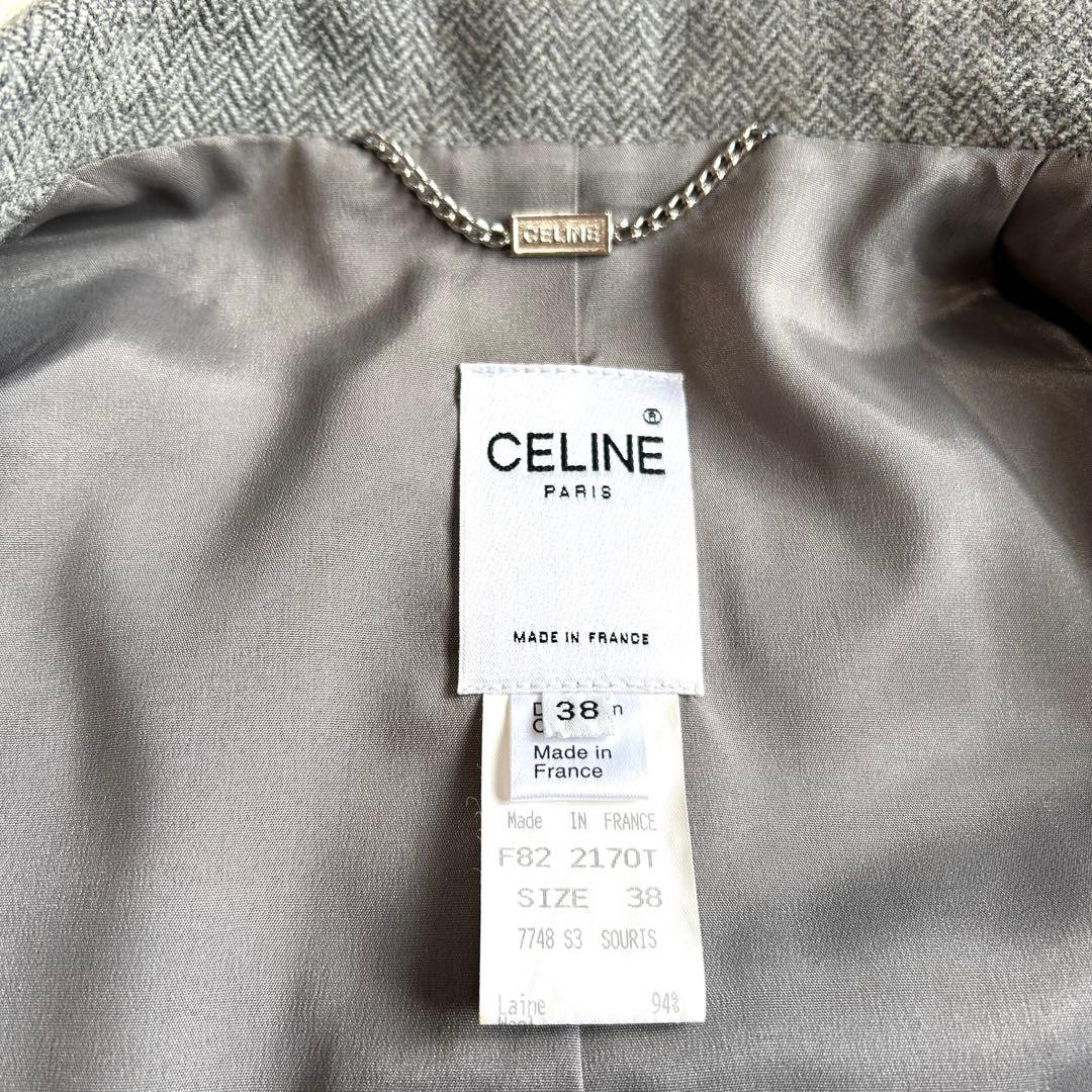 美品 CELINE テーラードジャケット 38 ヘリンボーン ツイード