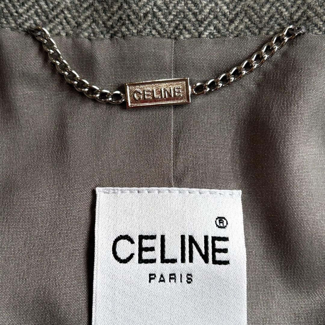 美品 CELINE テーラードジャケット 38 ヘリンボーン ツイード