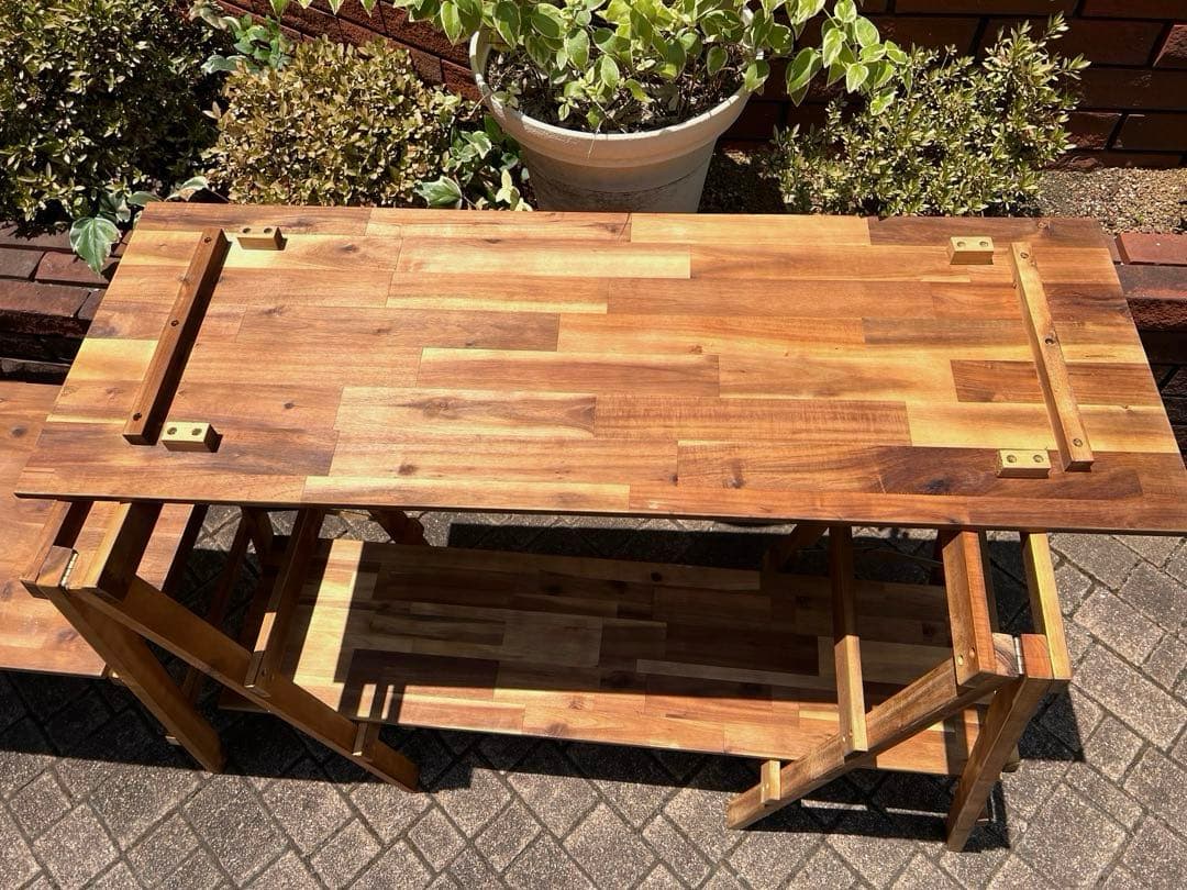 アカシア 木製キッチンラック112cm＋オプションテーブル＋専用バッグ付き！