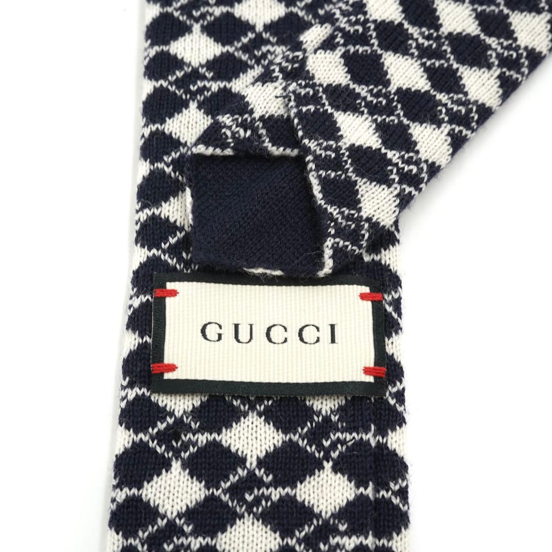 ✨新品未使用品✨　GUCCI ナロータイ　ネクタイ　GG 格子柄　ニット　ウール