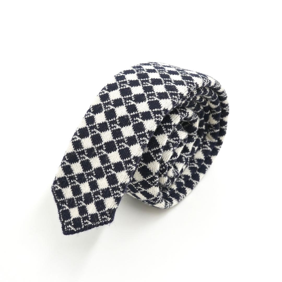 ✨新品未使用品✨　GUCCI ナロータイ　ネクタイ　GG 格子柄　ニット　ウール