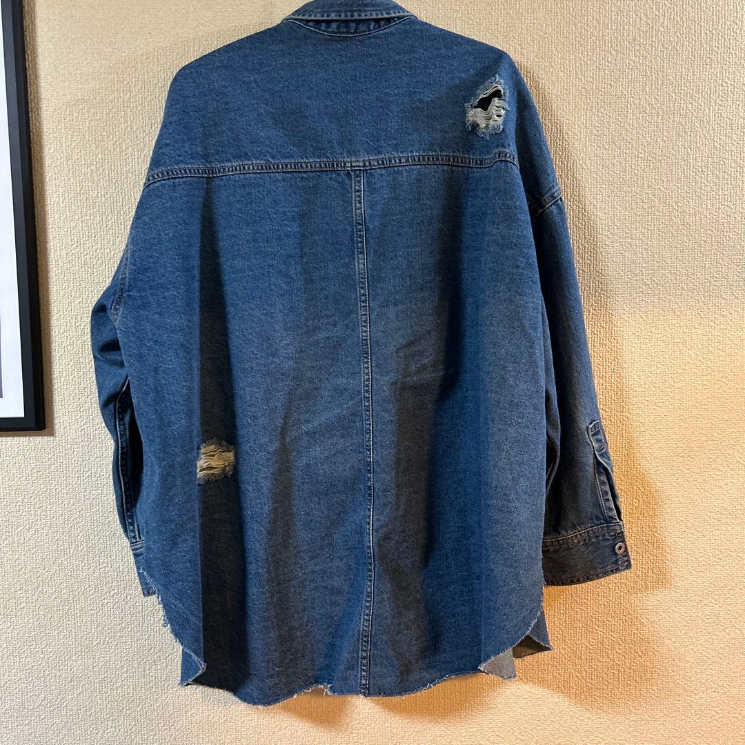 DouDouダメージデニムシャツ