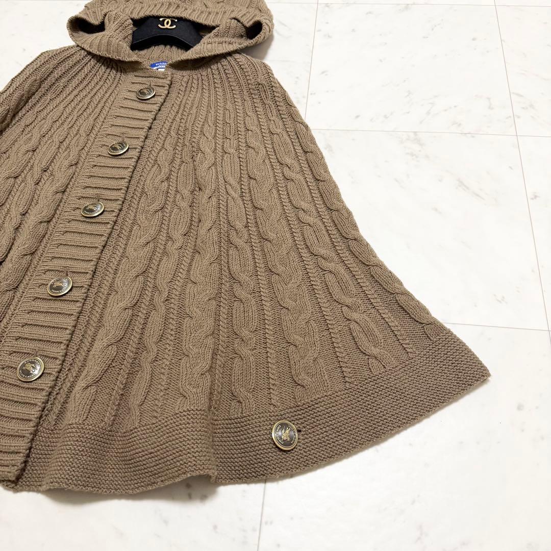 美品❤️BURBERRY BLUE LABEL ニットポンチョ　キャメル　M