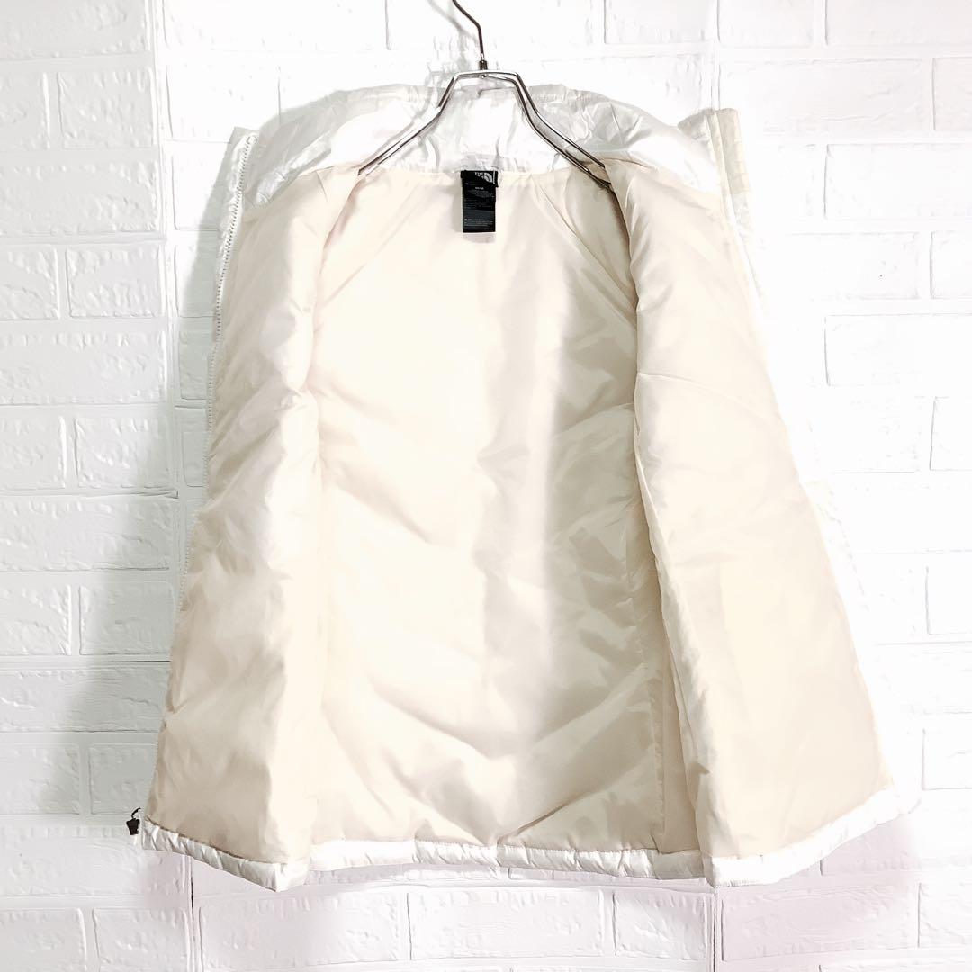 ○ノースフェイス ダウンベスト 550フィル 刺繍ロゴ ホワイト 白 L