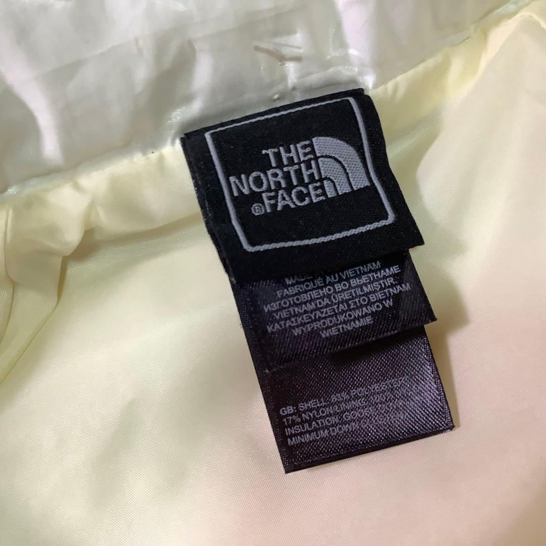 ○ノースフェイス ダウンベスト 550フィル 刺繍ロゴ ホワイト 白 L