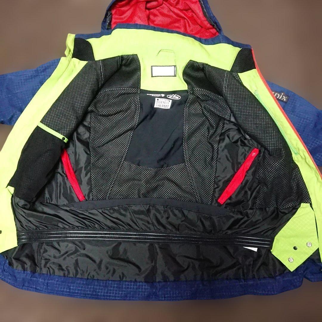 送料無料【Phenix】ネイビー格子柄スキーウェア上下セット 上S下M