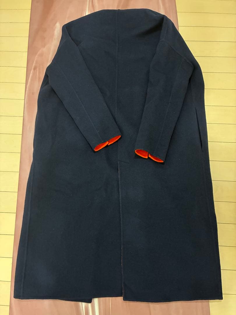k*i様 【美品】ENFÖLD ノーカラーリバーコート ロングコート バイカラー