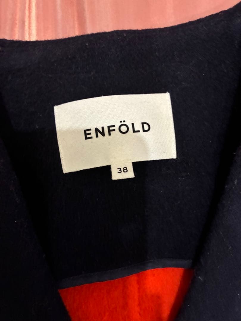 k*i様 【美品】ENFÖLD ノーカラーリバーコート ロングコート バイカラー