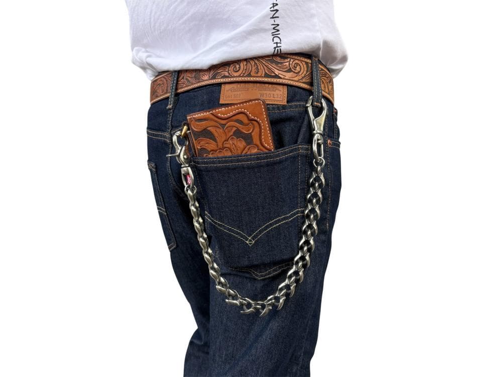 ジャーマンシルバー ウォレットチェーン 最高級 燻し加工 白銅 ドラゴンクロー