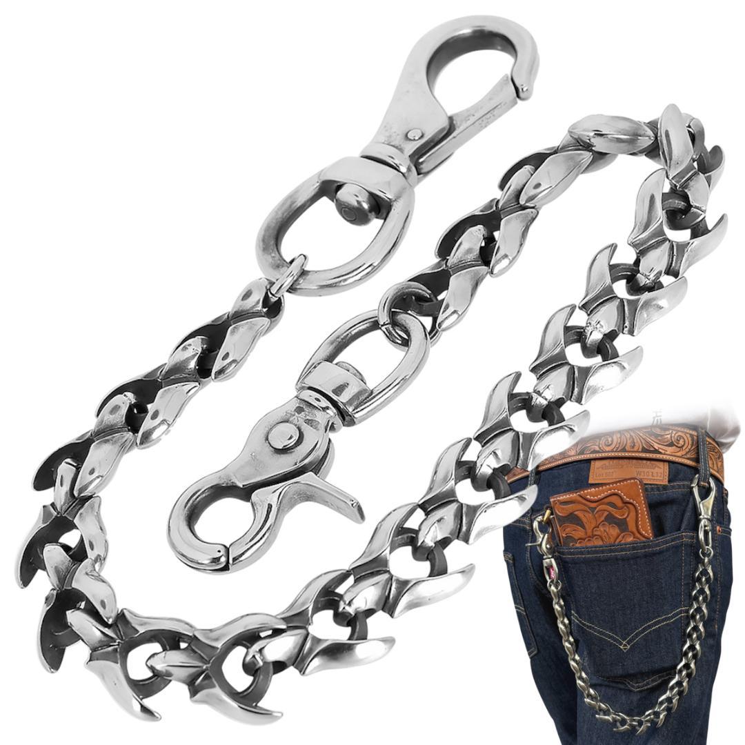 ジャーマンシルバー ウォレットチェーン 最高級 燻し加工 白銅 ドラゴンクロー