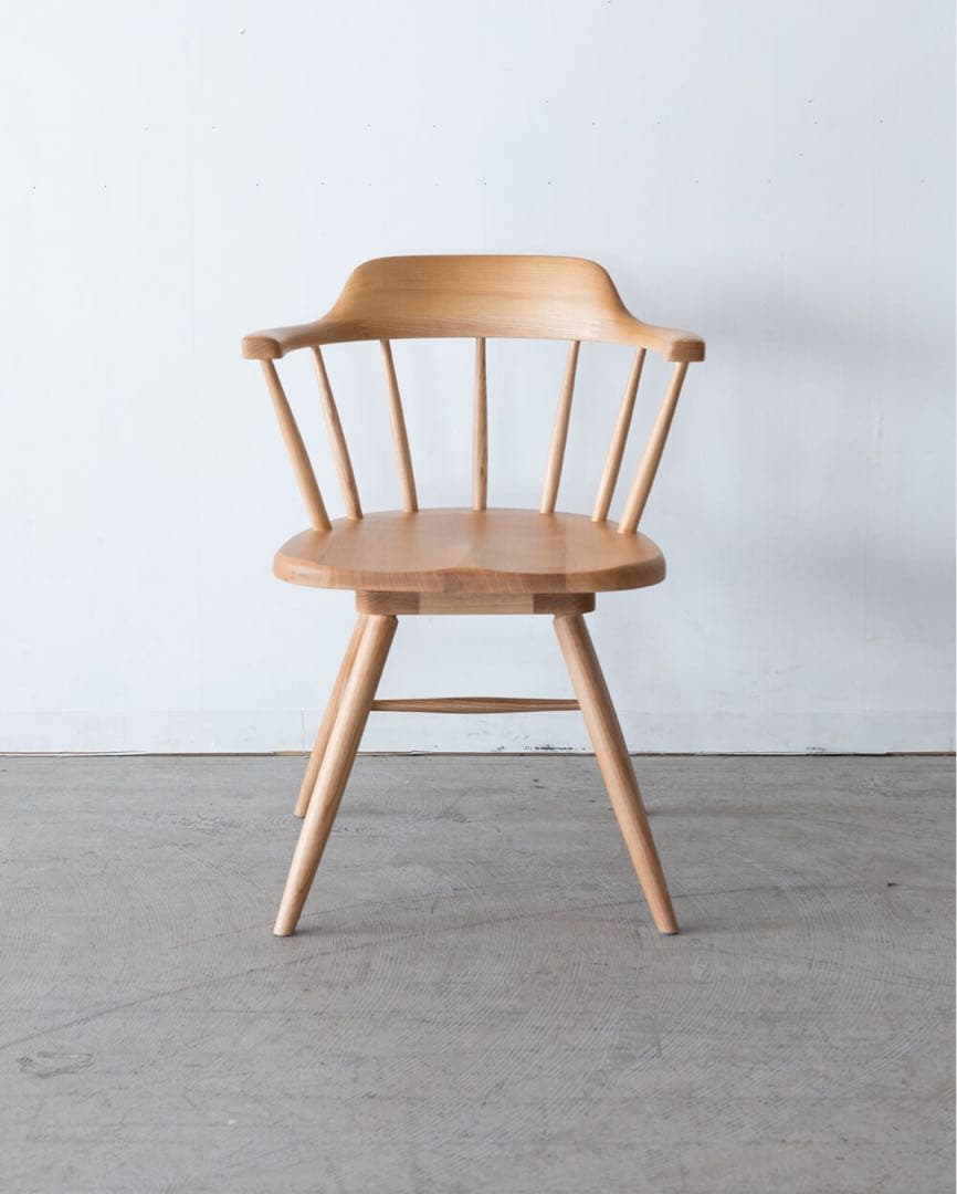 くろ　ウィンザーチェア　回転チェア　アッシュ材