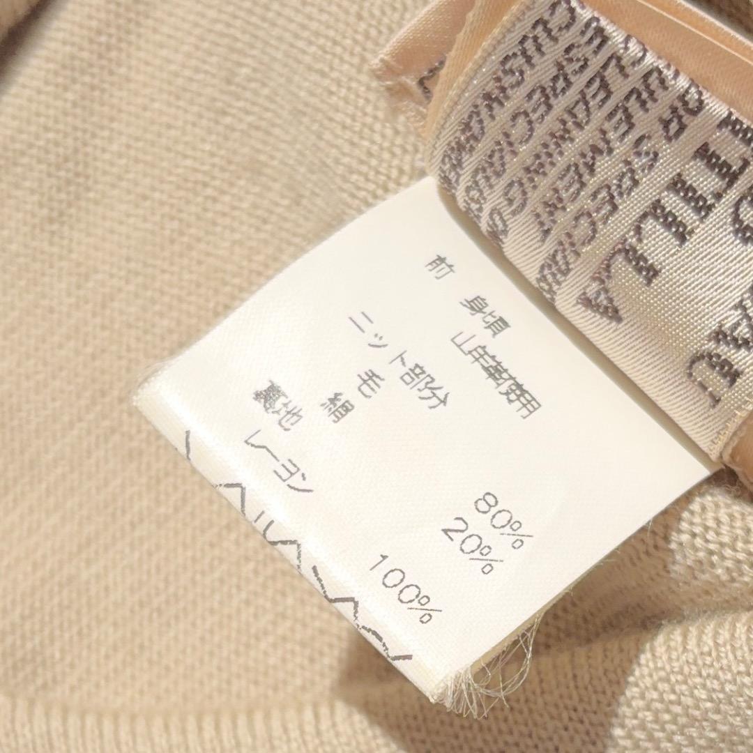 HERMES スエードレザー切り替えニットポロ ウールシルク エルメス 90s