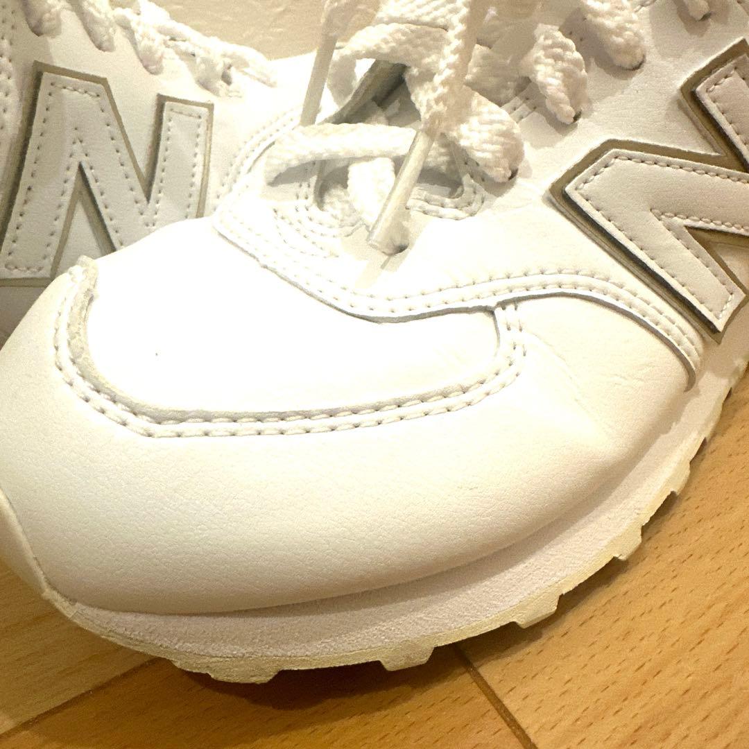 超美品New Balanceニューバランス574 白 オールレザー 25.5本革