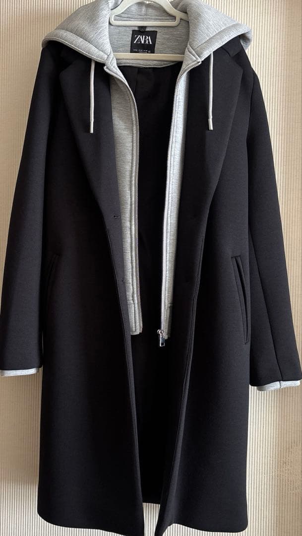 ZARA デタッチャブルフード コントラストコート　M〜L 美品