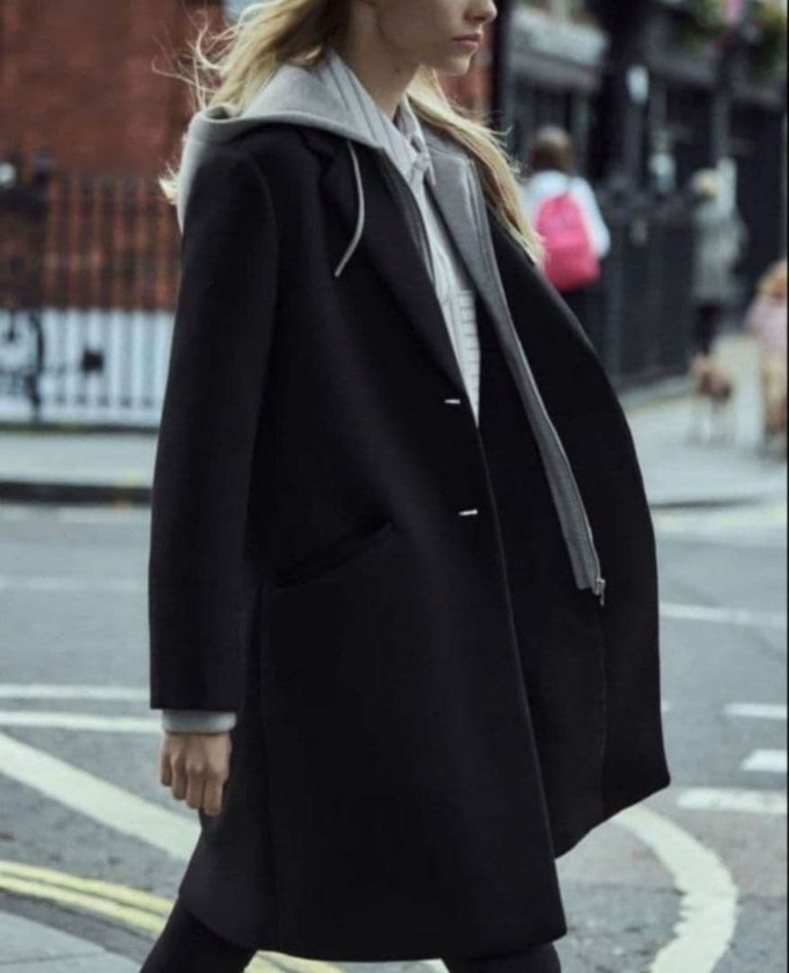 ZARA デタッチャブルフード コントラストコート　M〜L 美品