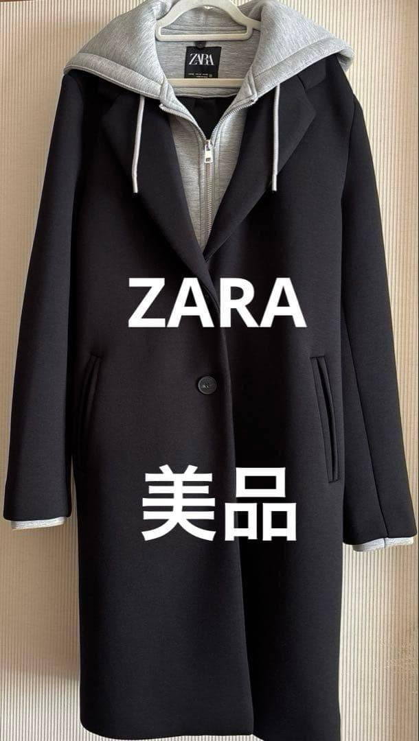 ZARA デタッチャブルフード コントラストコート　M〜L 美品