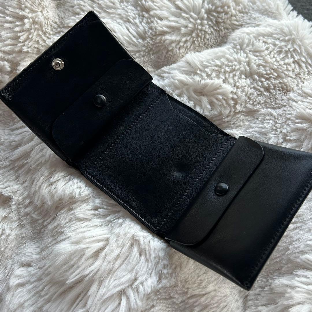 美品/JIL SANDER /ブラックレザー三つ折り財布