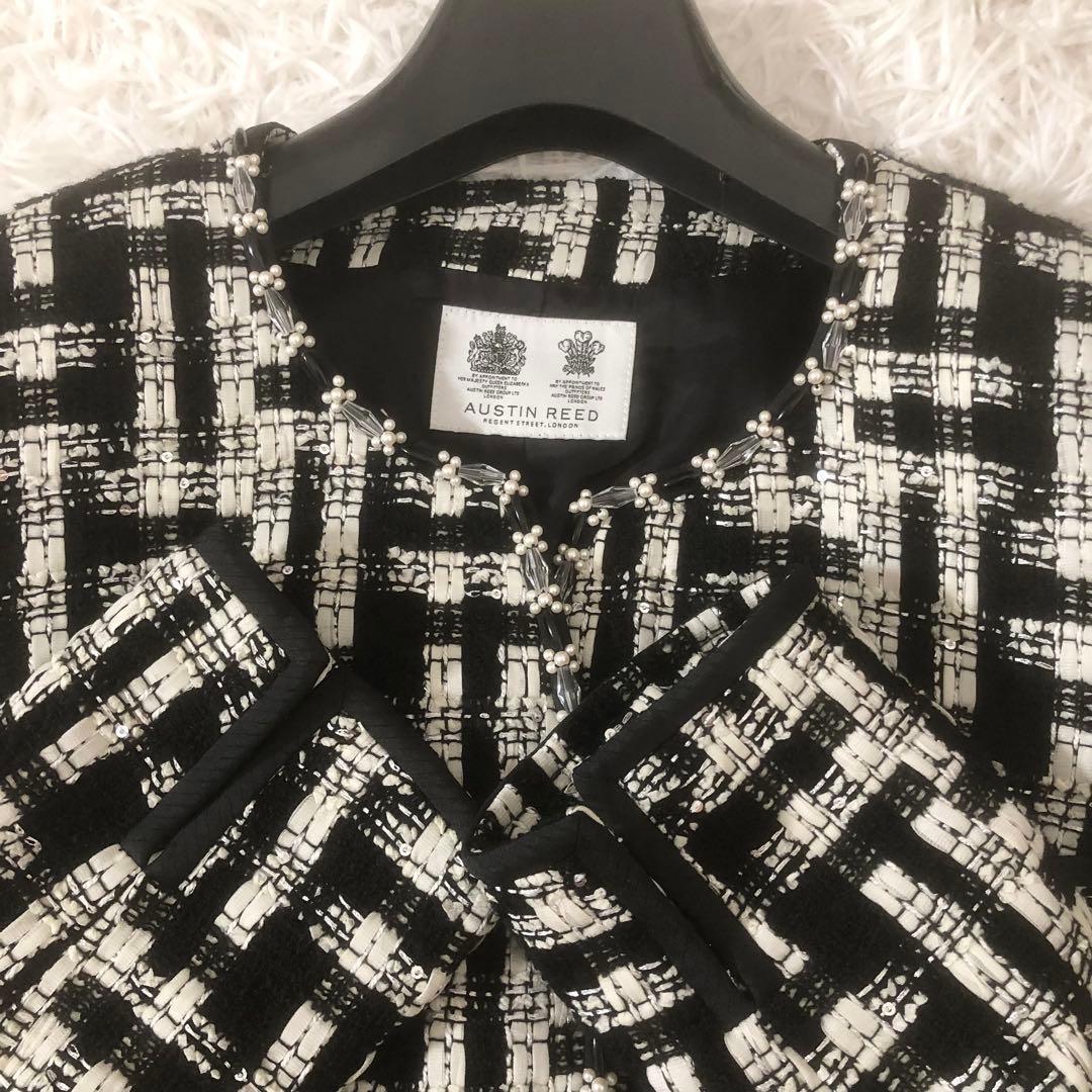 新品未使用 オースチンリード ツイードジャケット ビジュー ペプラム