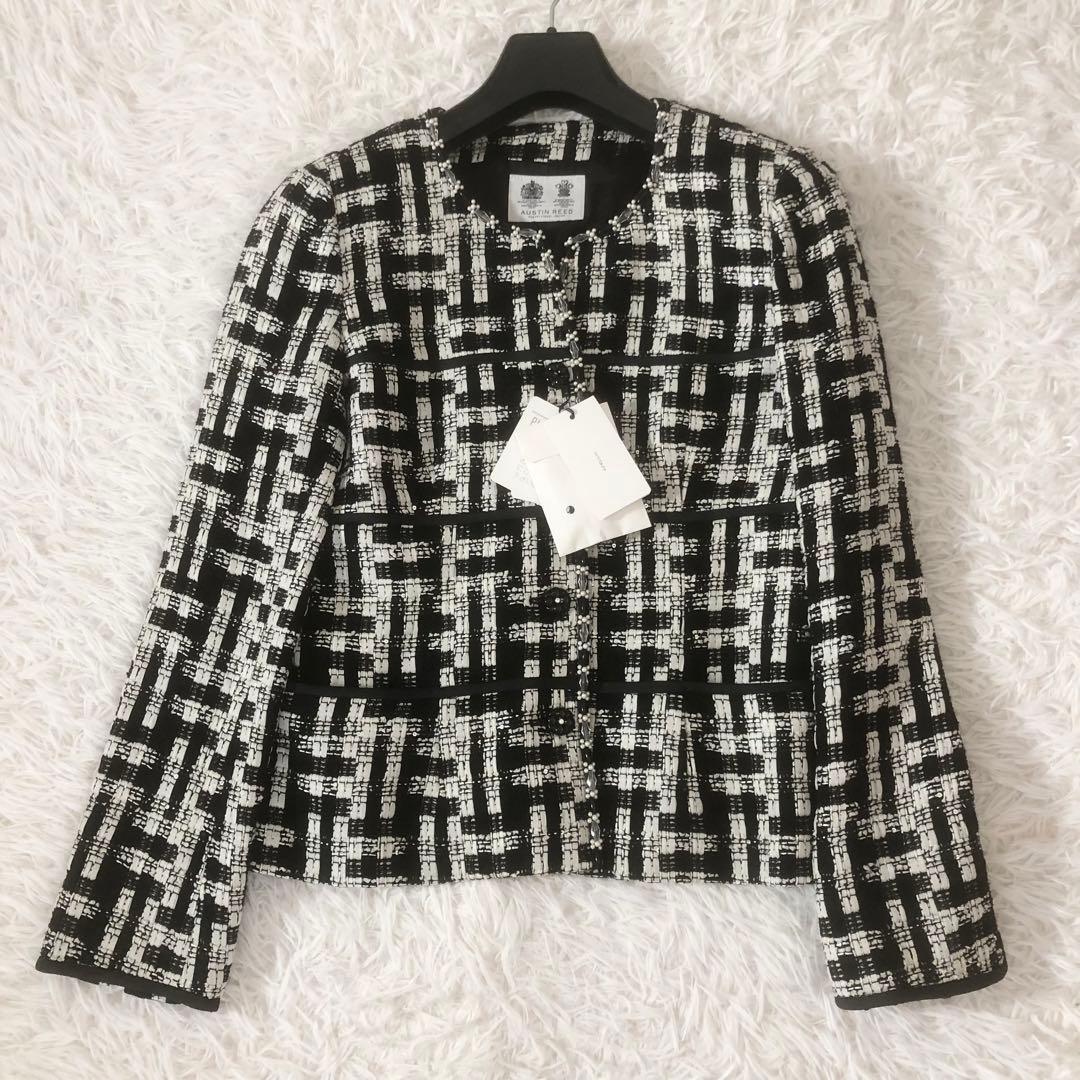 新品未使用 オースチンリード ツイードジャケット ビジュー ペプラム