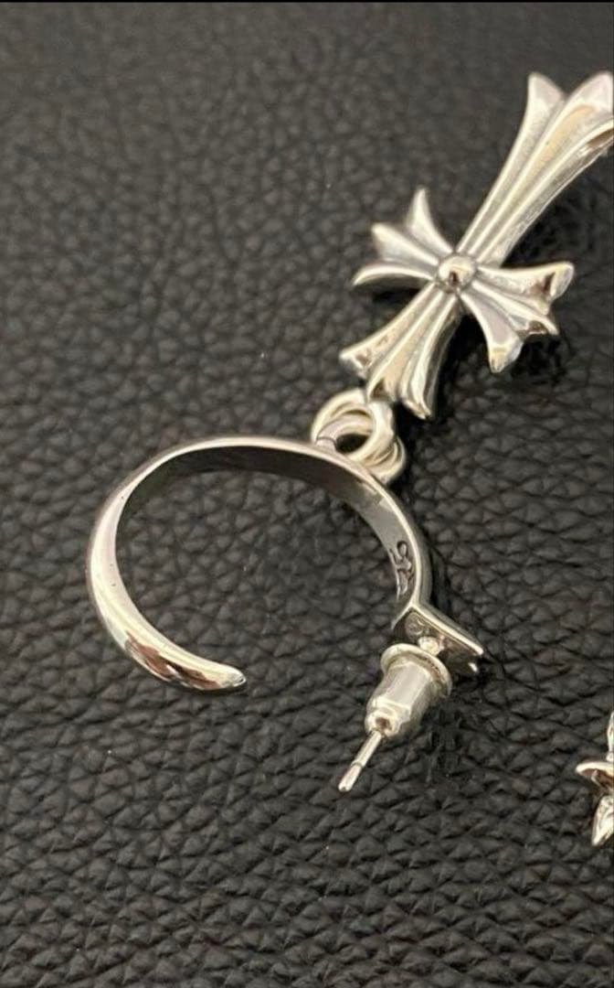 シルバーピアス 925 タイニーchクロスピアス クロスフープピアス