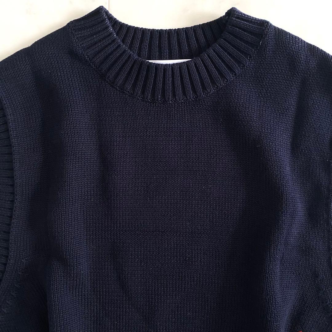 極美品 ナゴンスタンス nagonstans コットンニットカレッジベスト M