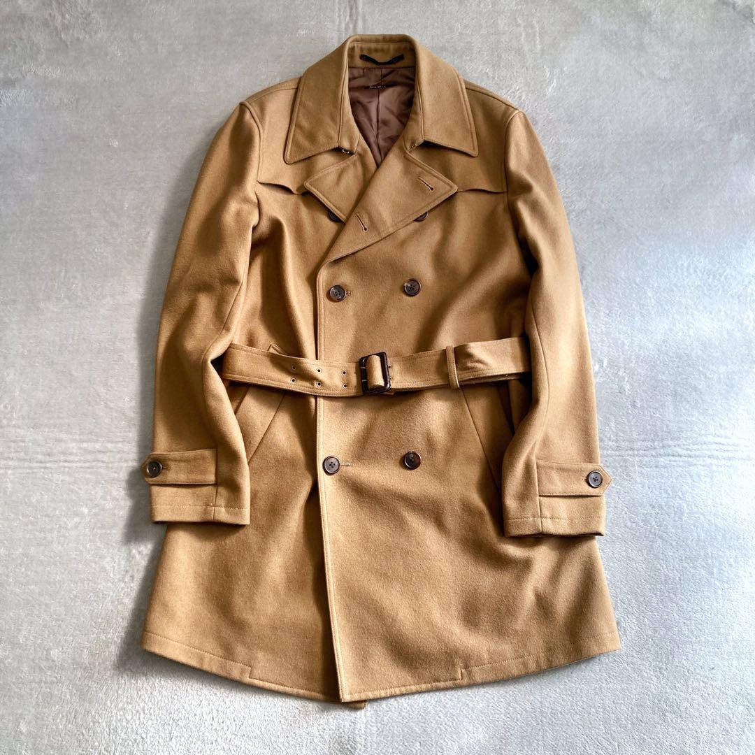 美品 PS Paul Smith トレンチコート ダブル カシミヤ混 キャメル