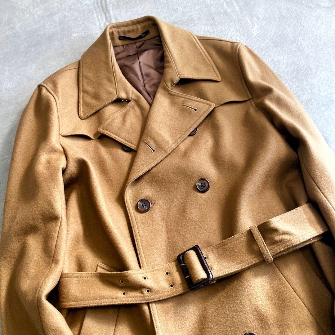 美品 PS Paul Smith トレンチコート ダブル カシミヤ混 キャメル