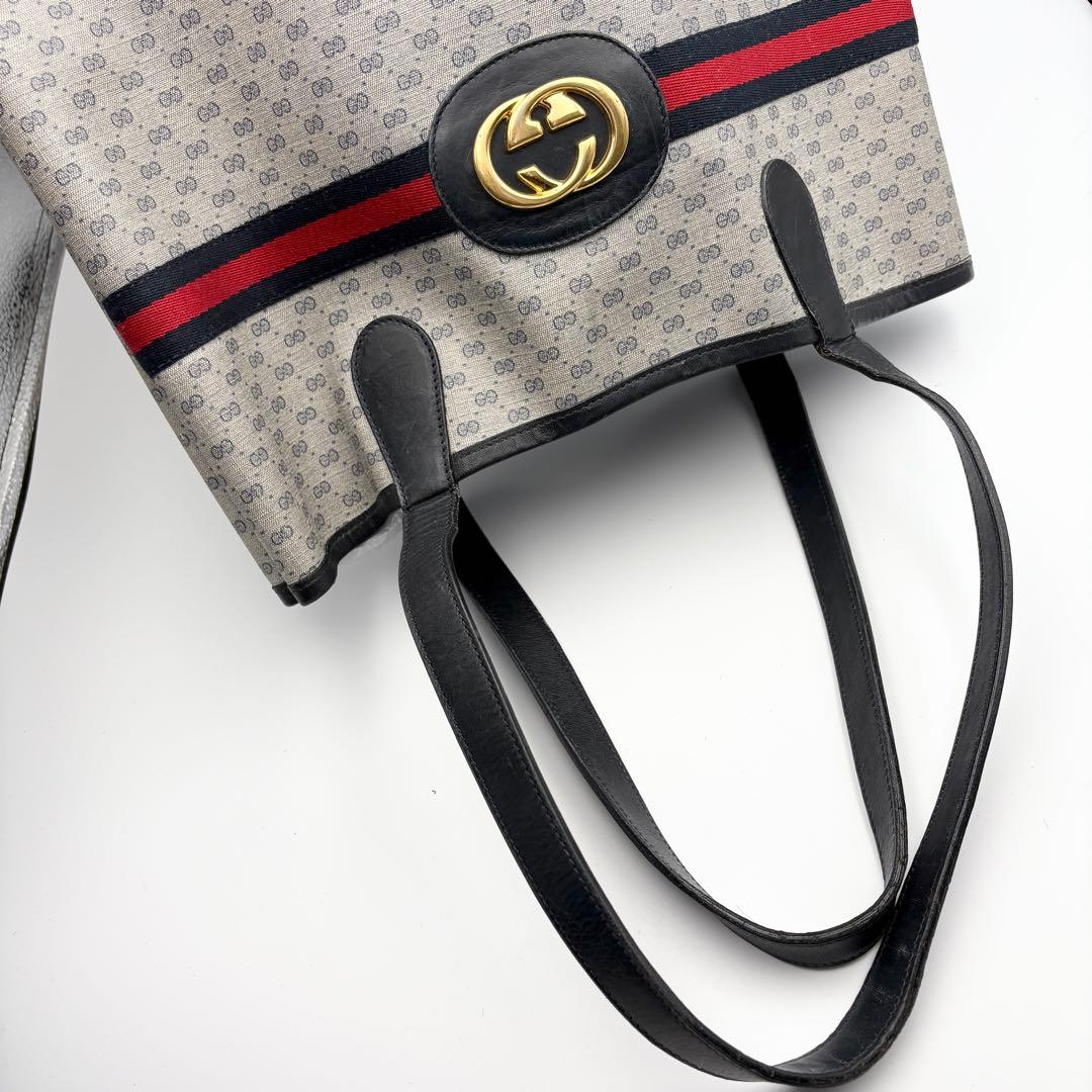 オールドグッチ トートバッグ シェリーライン インターロッキング PVC 本革