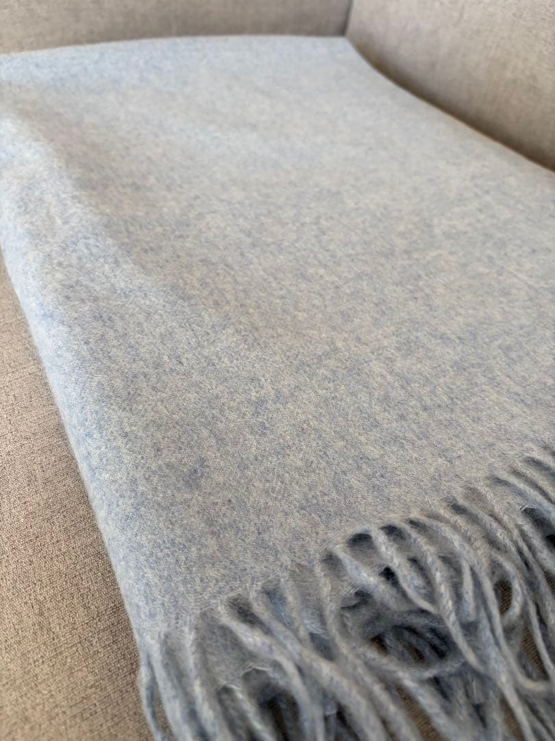 【新品】ジョンストンズ　カシミヤ大判ストール　ビンテージブルー