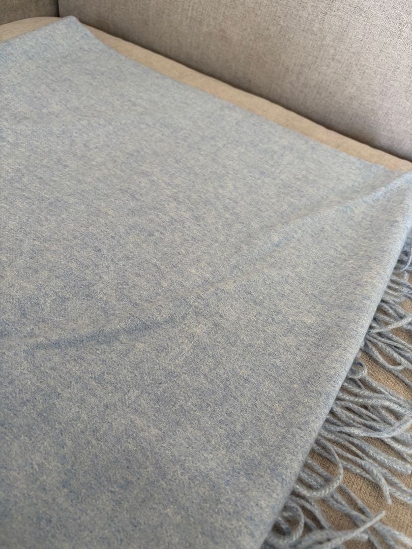 【新品】ジョンストンズ　カシミヤ大判ストール　ビンテージブルー