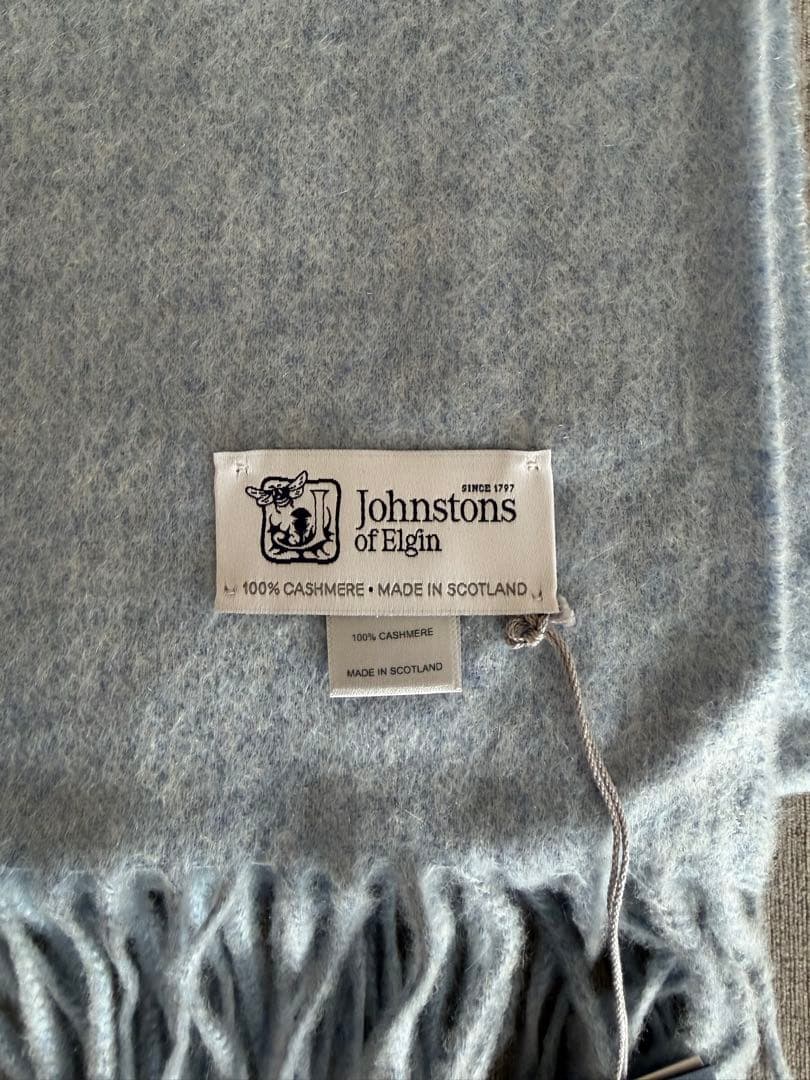【新品】ジョンストンズ　カシミヤ大判ストール　ビンテージブルー
