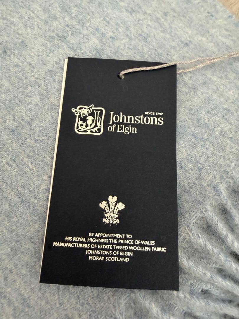 【新品】ジョンストンズ　カシミヤ大判ストール　ビンテージブルー