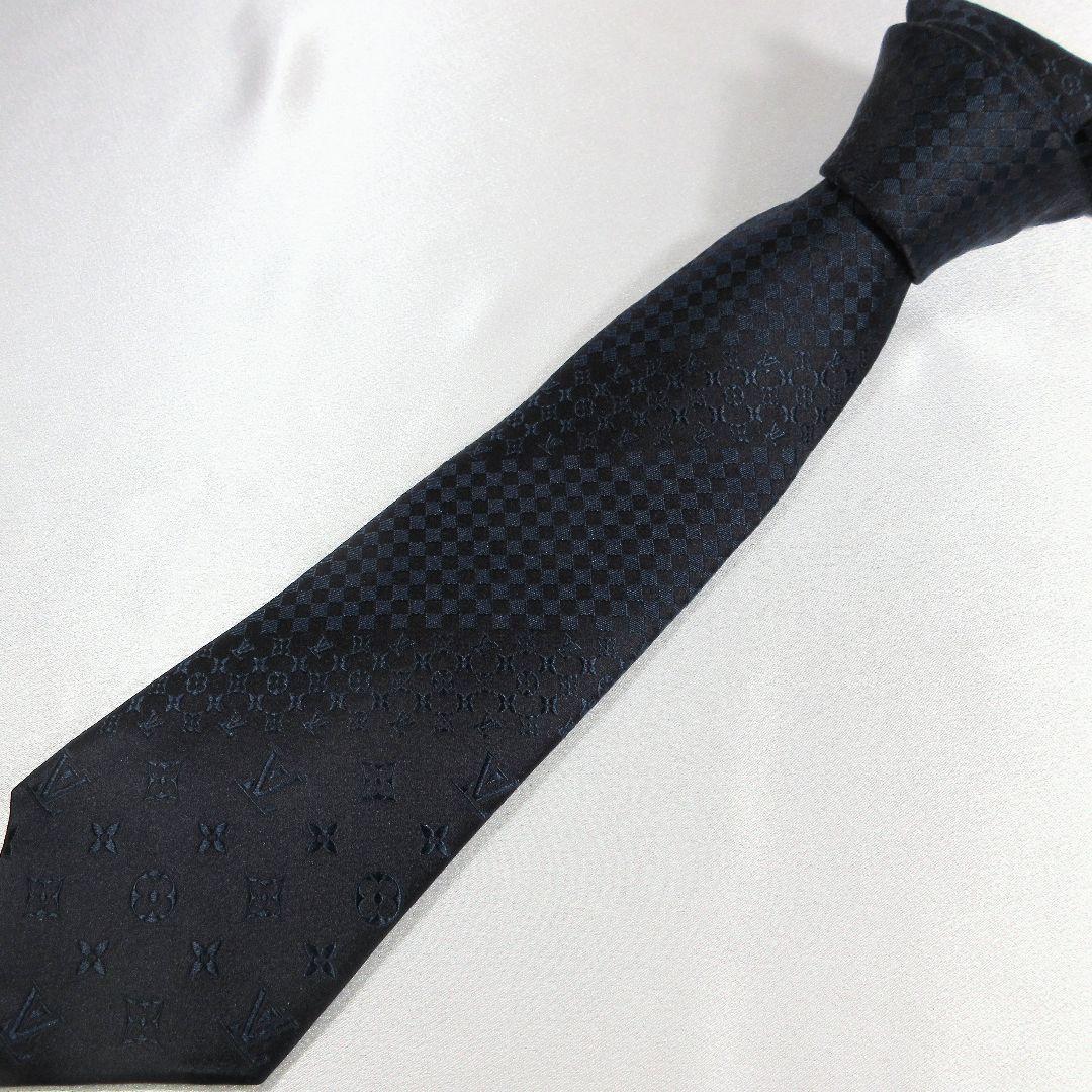 美品☆ルイヴィトン　ミックスモノグラム　ネイビー　ネクタイ
