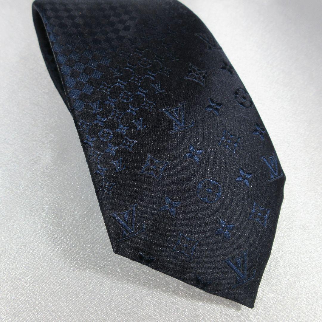美品☆ルイヴィトン　ミックスモノグラム　ネイビー　ネクタイ