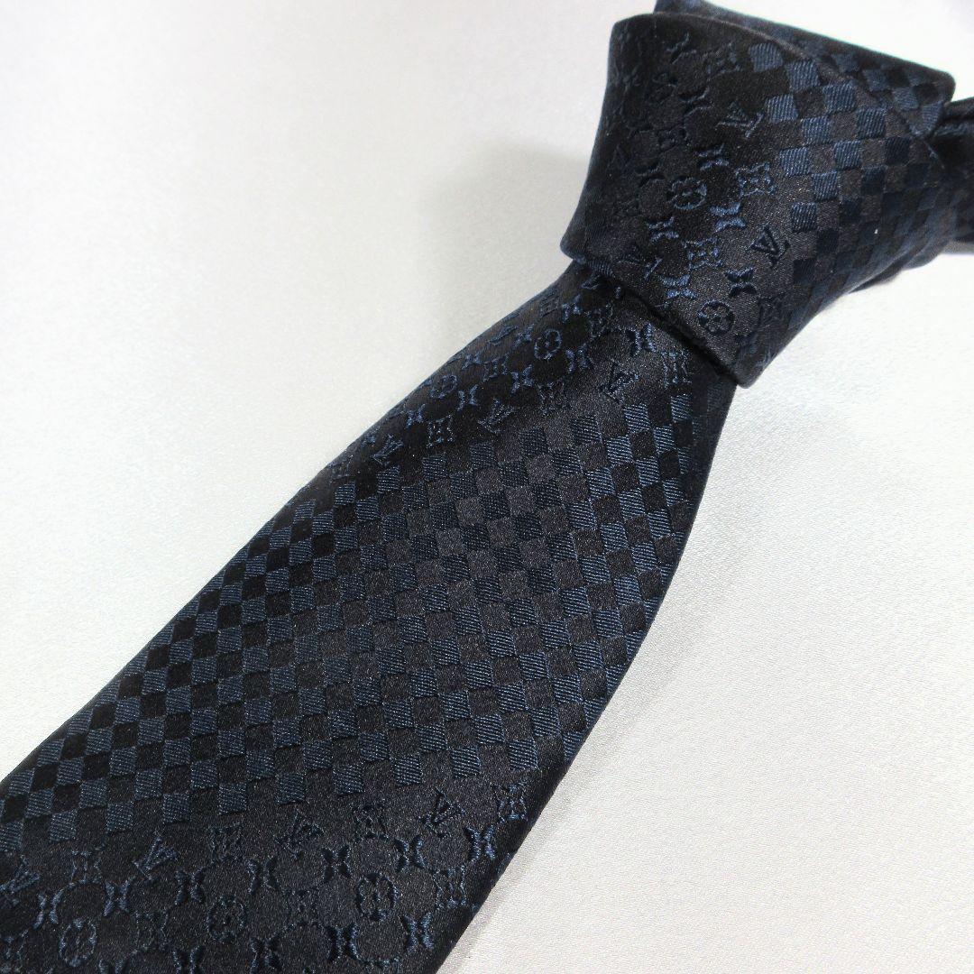 美品☆ルイヴィトン　ミックスモノグラム　ネイビー　ネクタイ