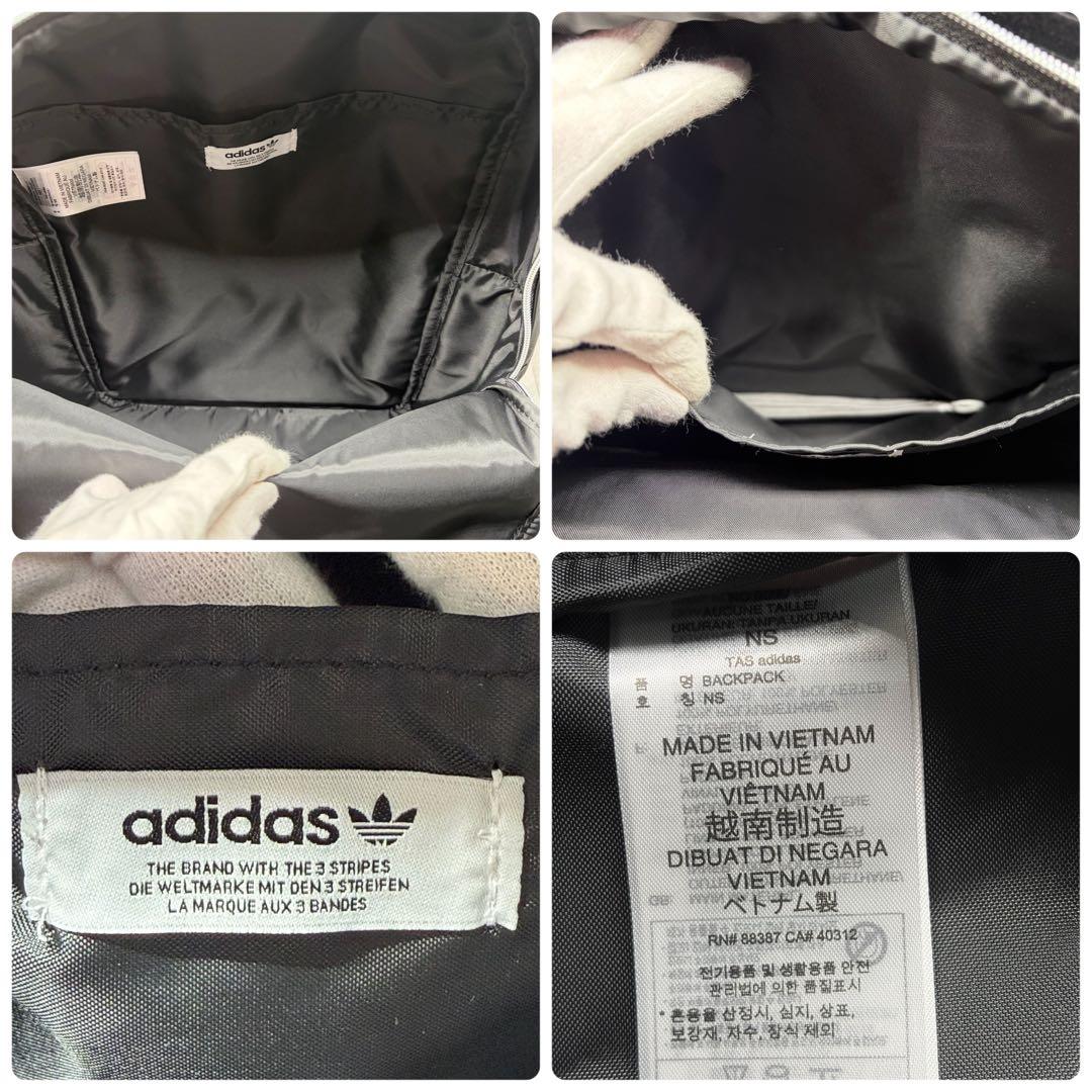 adidas Originals レザー調 バックパック 黒 トレフォイル