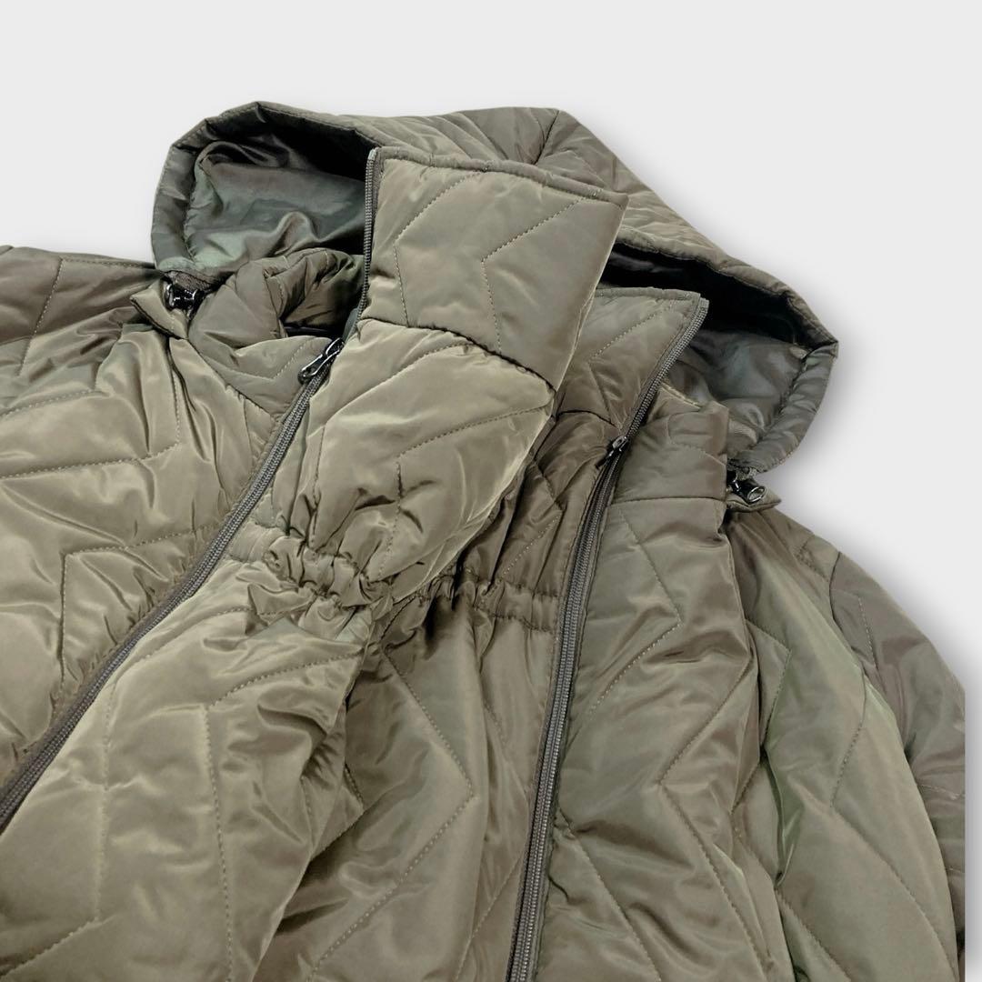 【極美品】ミルクティー⭐️中綿ロングママコート　ステラ　4way カーキ