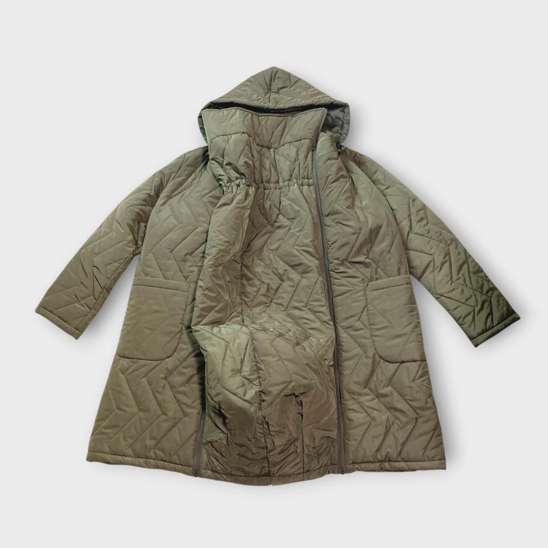 【極美品】ミルクティー⭐️中綿ロングママコート　ステラ　4way カーキ