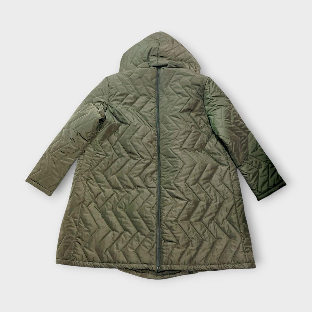 【極美品】ミルクティー⭐️中綿ロングママコート　ステラ　4way カーキ