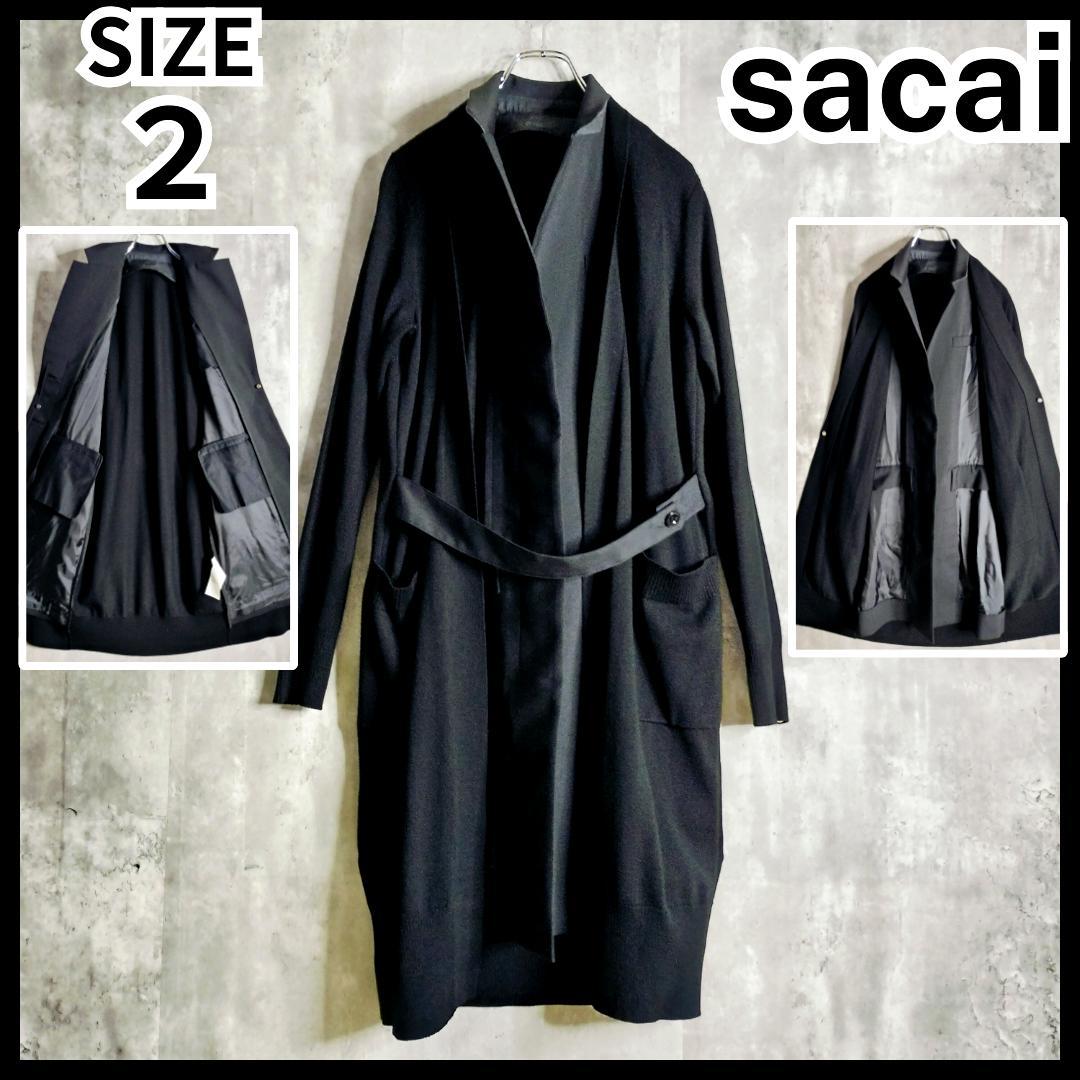 美品★sacai Suiting Mix レイヤード ドッキングスプリングコート
