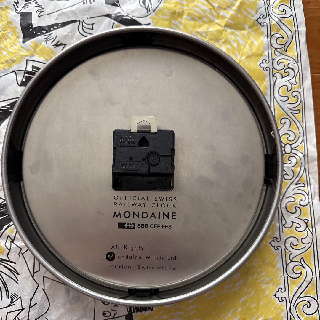 希少・黒文字盤MONDAINE モンディーン 壁掛時計 25cm スイス国鉄公式