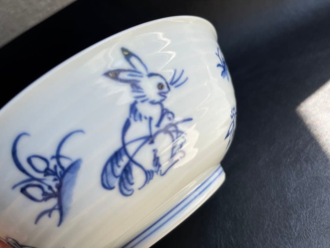 芳山窯　鳥獣戯画　麺鉢　鉢　どんぶり　2点　京焼　清水焼