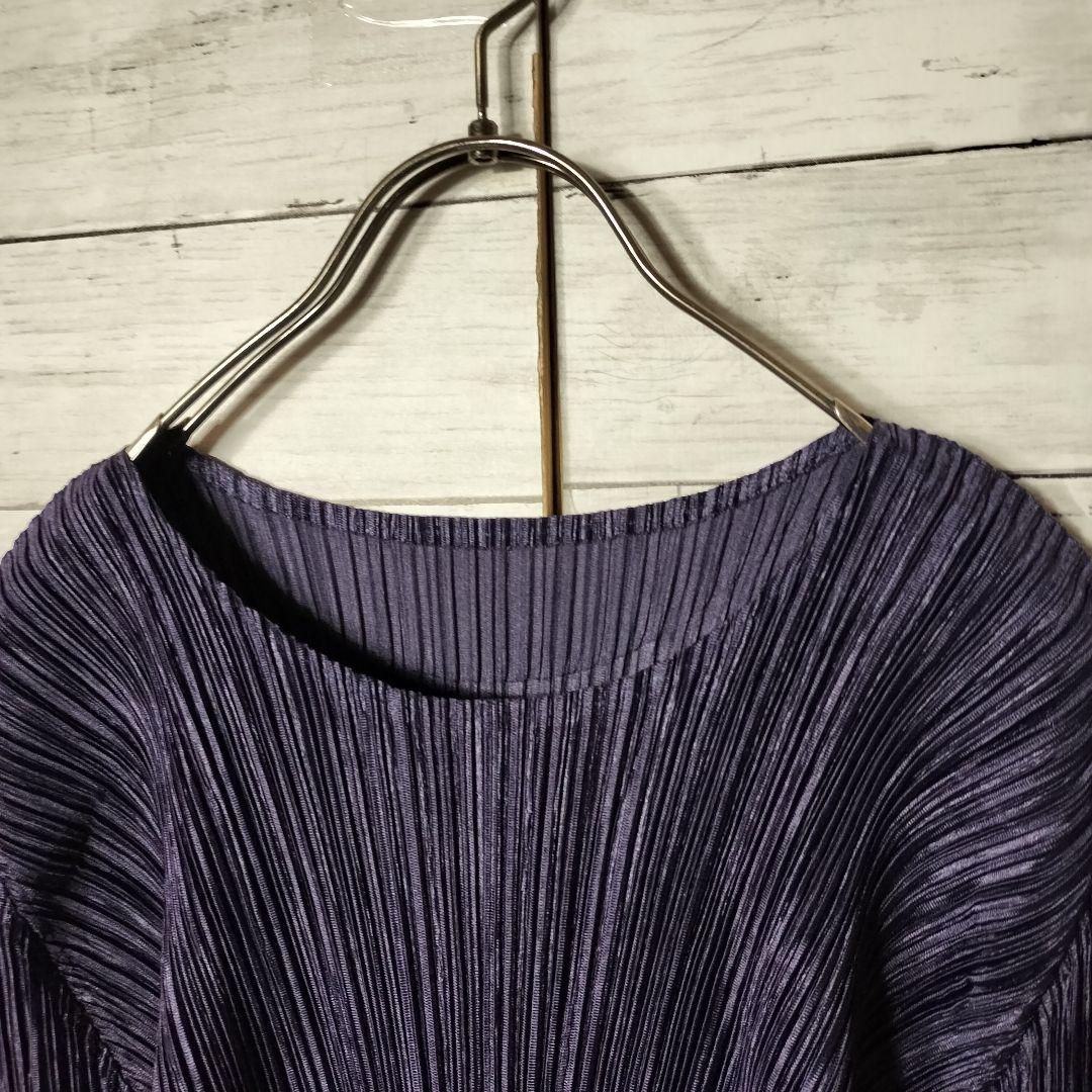 プリーツプリーズ イッセイミヤケ 長袖カットソー スリット 光沢 プルオーバー