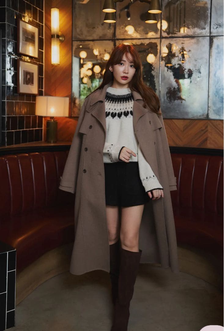 ハーリップトゥ　Wool-Blend Rever Trench Coat