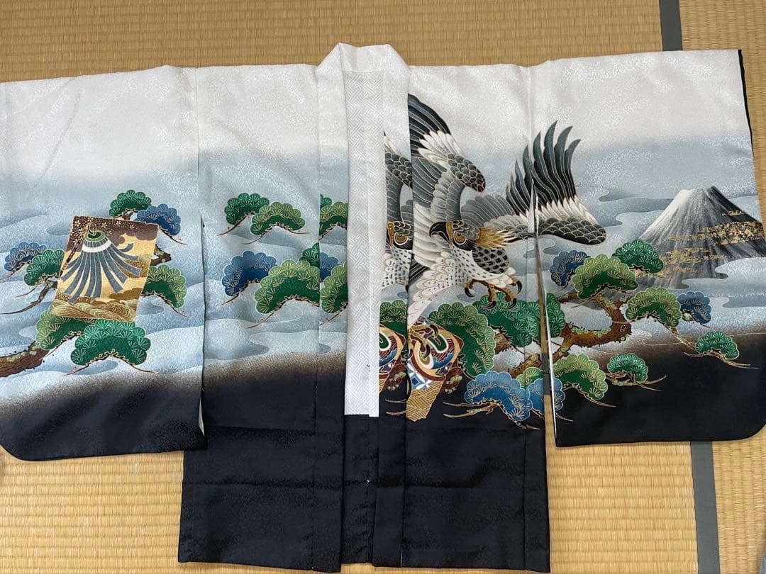 七五三 男の子着物、羽織、袴、小物セット（富士山、松、鷹）