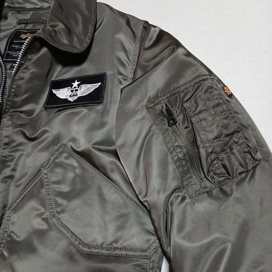 ALPHAフライトジャケットCWU45/Pタイト濃緑M刺繍パッチM新品未使用