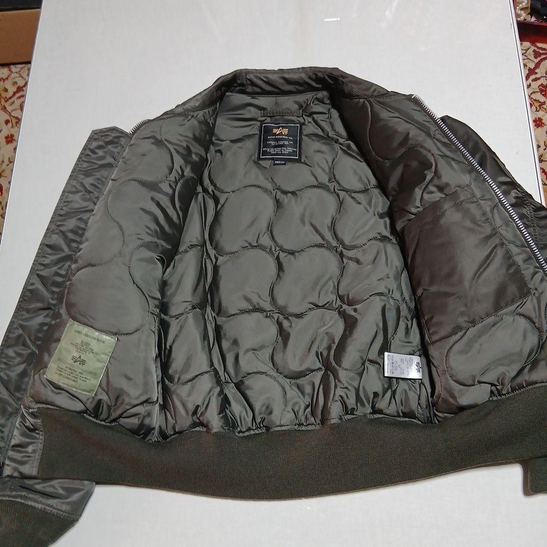 ALPHAフライトジャケットCWU45/Pタイト濃緑M刺繍パッチM新品未使用