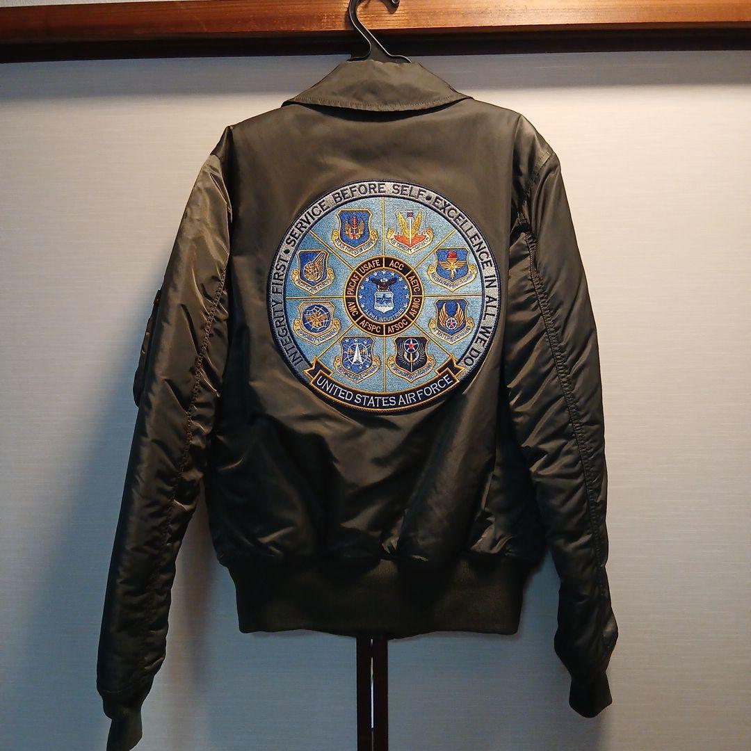 ALPHAフライトジャケットCWU45/Pタイト濃緑M刺繍パッチM新品未使用