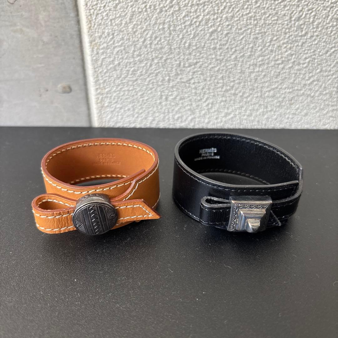 エルメス　レザー バングル 2点セット