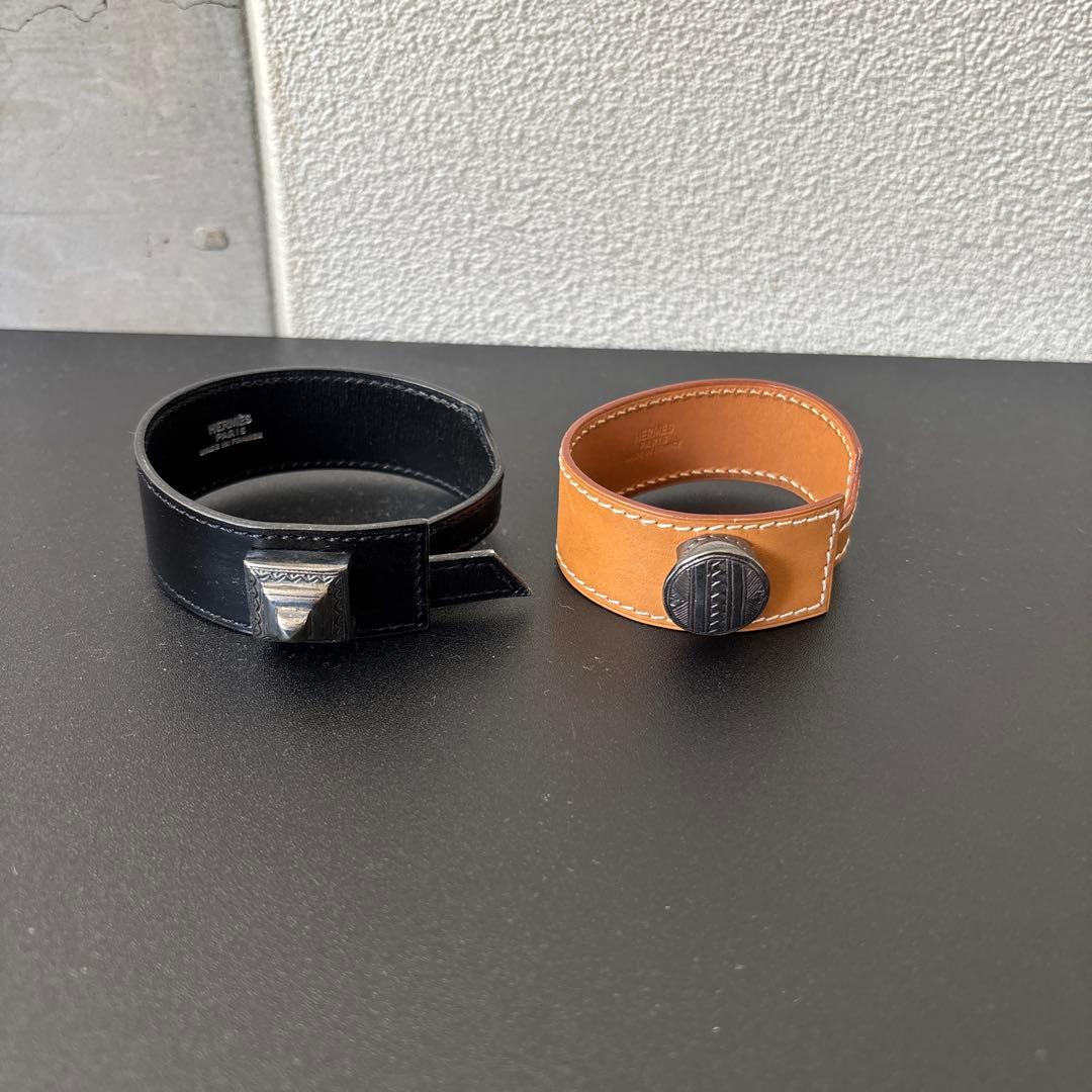 エルメス　レザー バングル 2点セット